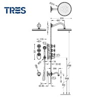 MEDIDAS KIT BAÑO-DUCHA TERMOSTATICA CLASIC TRES